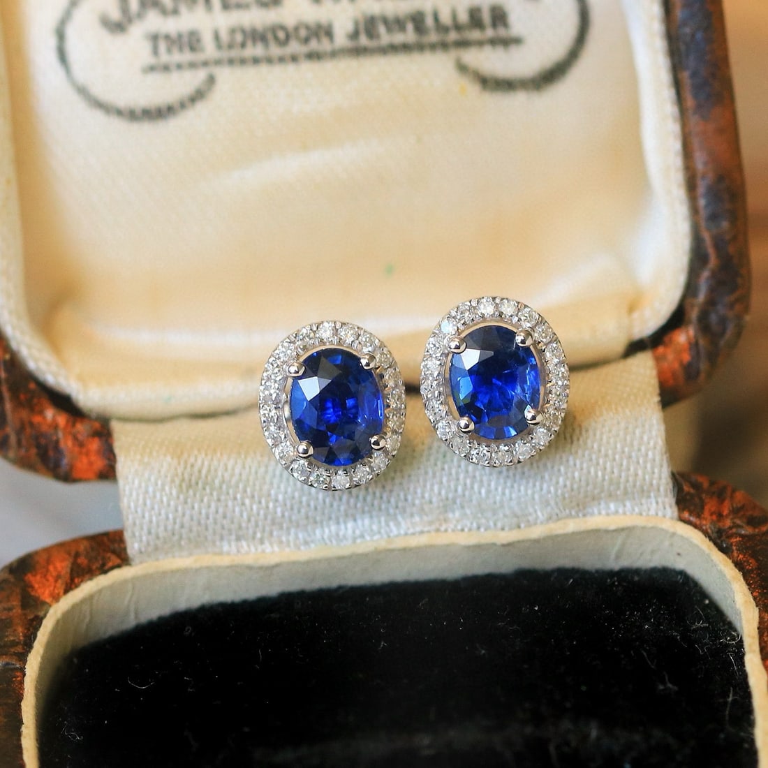 14k Gold 1.16 Ctw Natural Sapphire & Diamond Earrings - 4