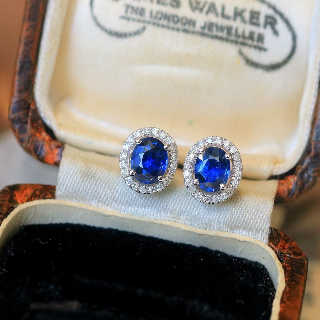 14k Gold 1.16 Ctw Natural Sapphire & Diamond Earrings - 5