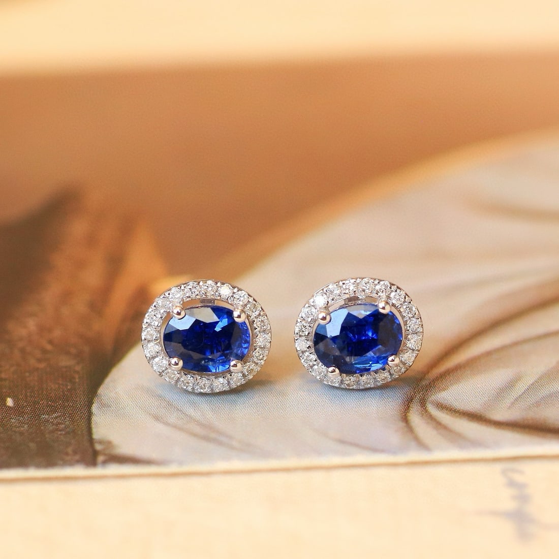 14k Gold 1.16 Ctw Natural Sapphire & Diamond Earrings - 6