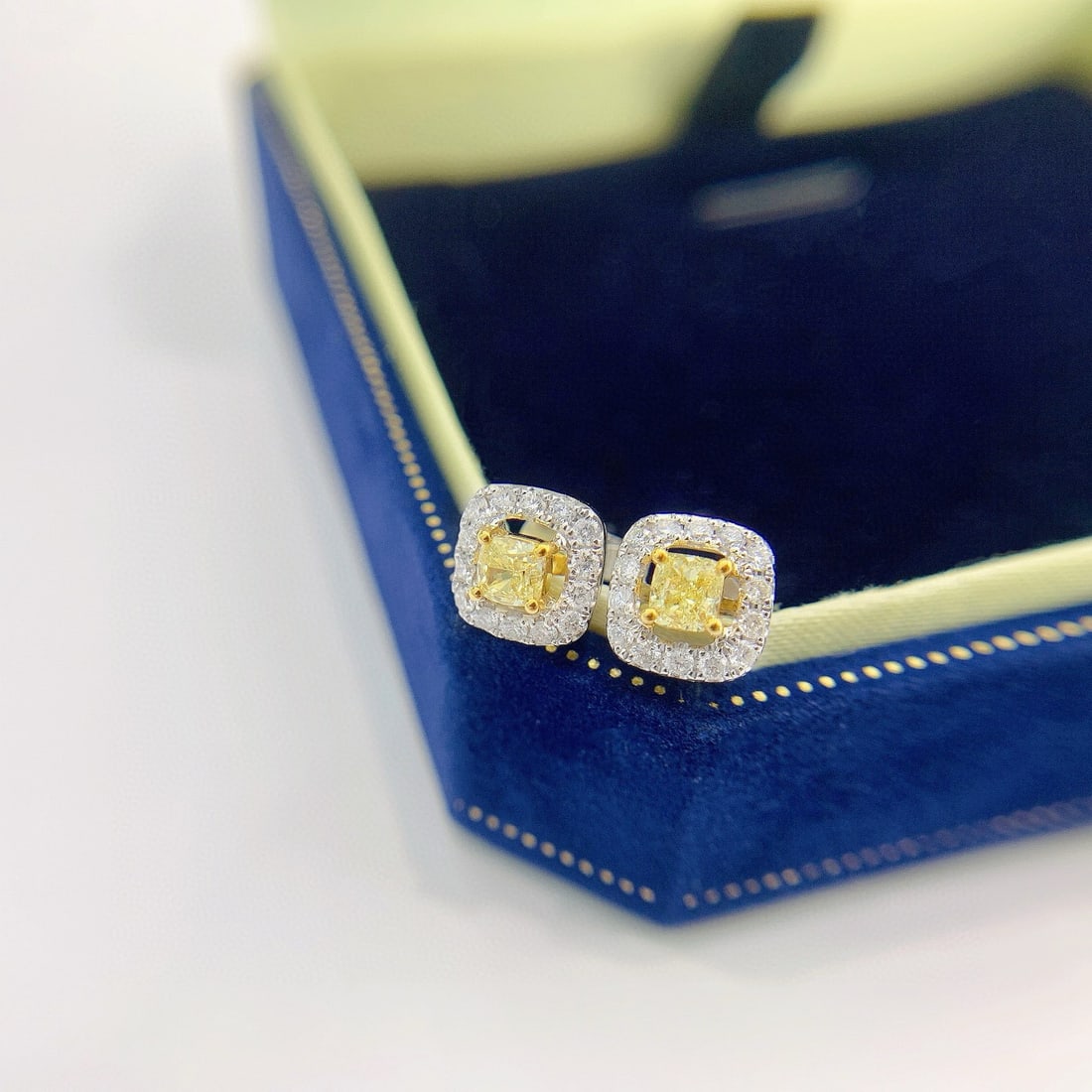 14k Gold 0.55 Ctw Natural Yellow Diamond & Diamond Earrings - 2