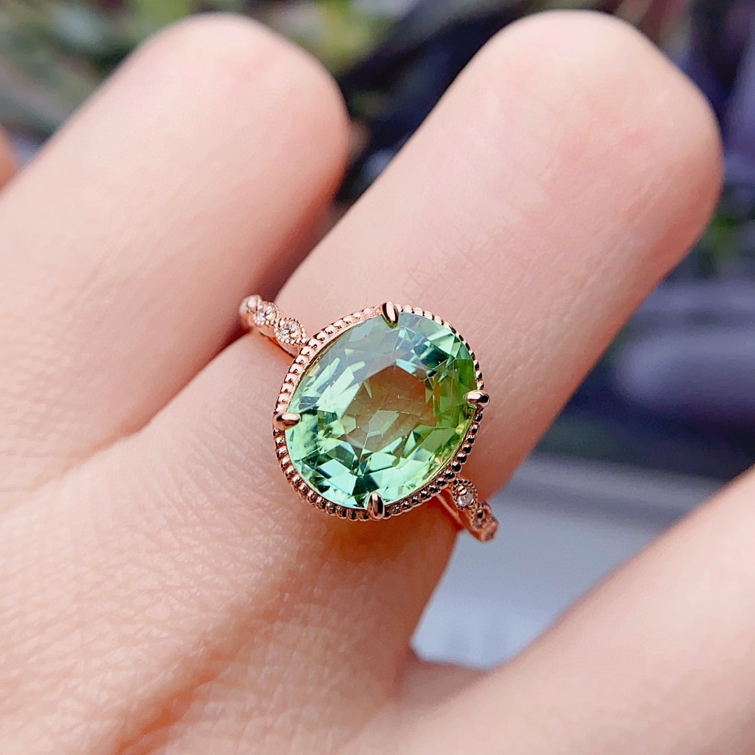 14k Gold 4.50 Ct Natural Tourmaline & Diamond Ring - 2