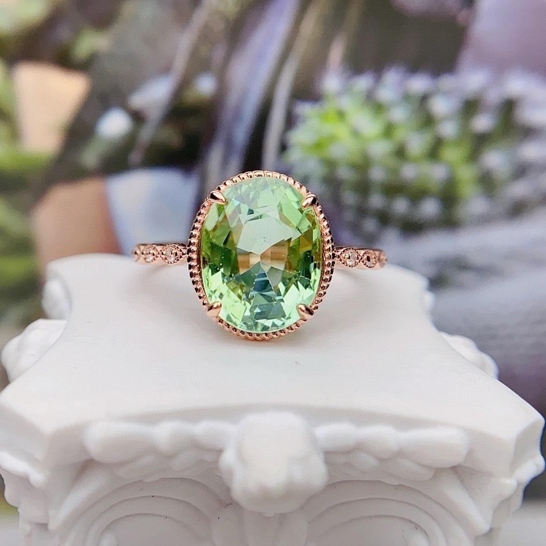 14k Gold 4.50 Ct Natural Tourmaline & Diamond Ring - 3