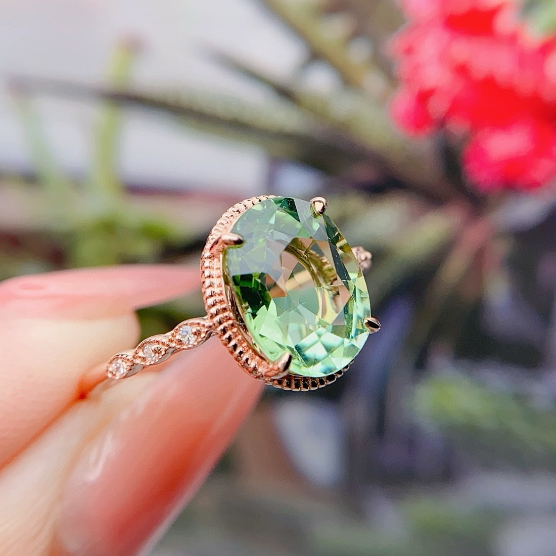 14k Gold 4.50 Ct Natural Tourmaline & Diamond Ring - 6