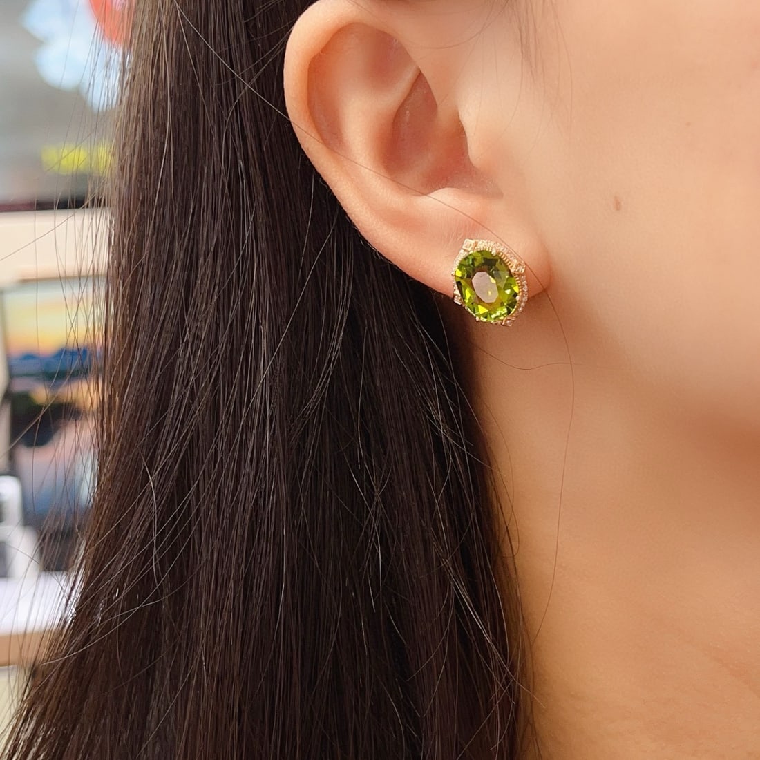14k Gold 7.60 Ct Natural Tourmaline & Diamond Earrings - 5