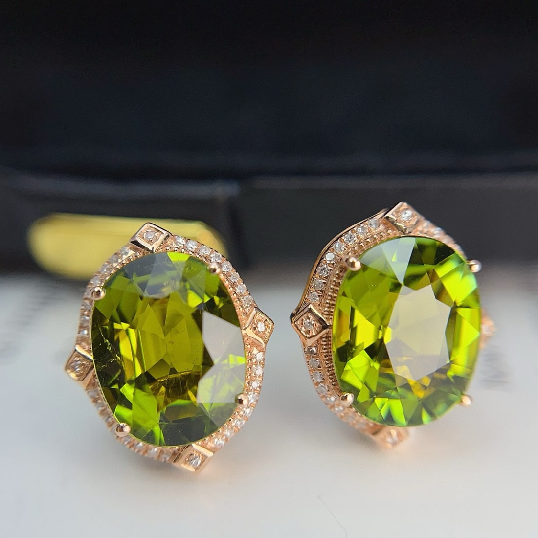 14k Gold 7.60 Ct Natural Tourmaline & Diamond Earrings - 6