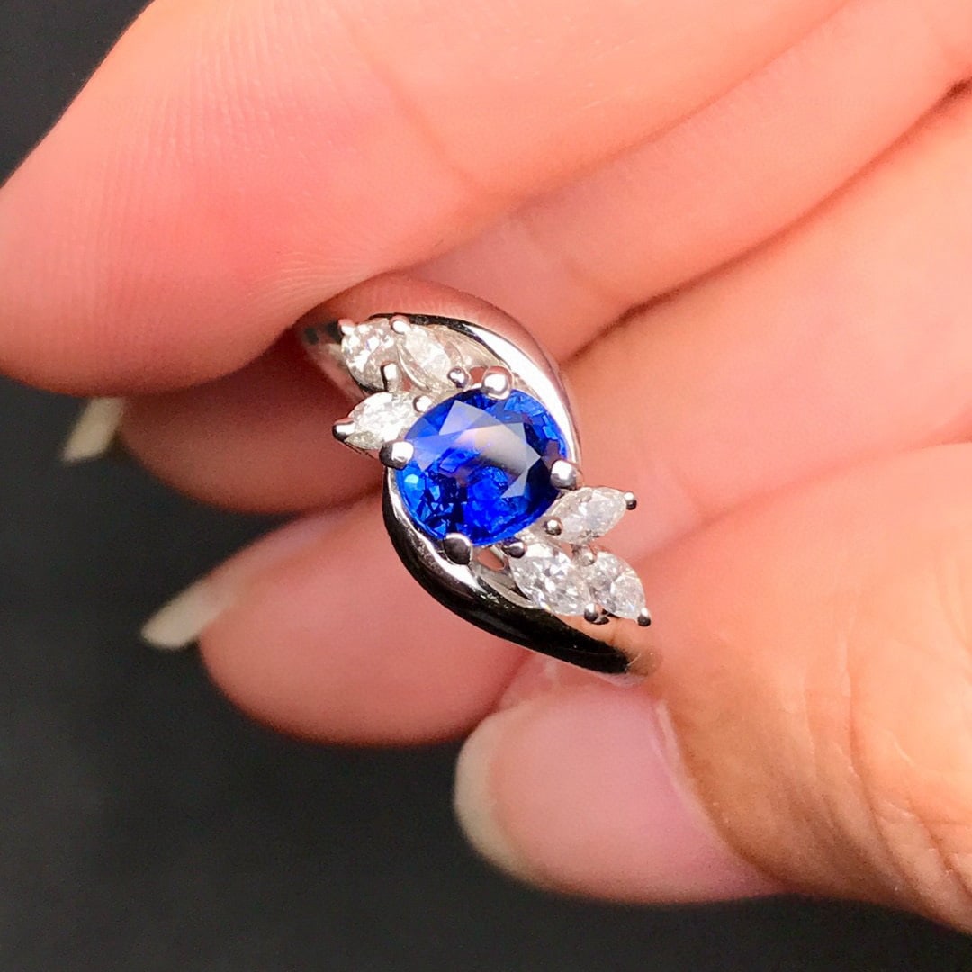 14k Gold 1.30 Ctw Natural Sapphire & Diamond Ring - 3