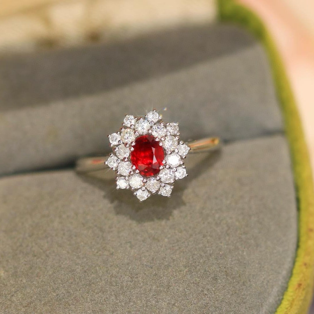 14k Gold 0.93 Ctw Natural Ruby & Diamond Ring (1 of 7)