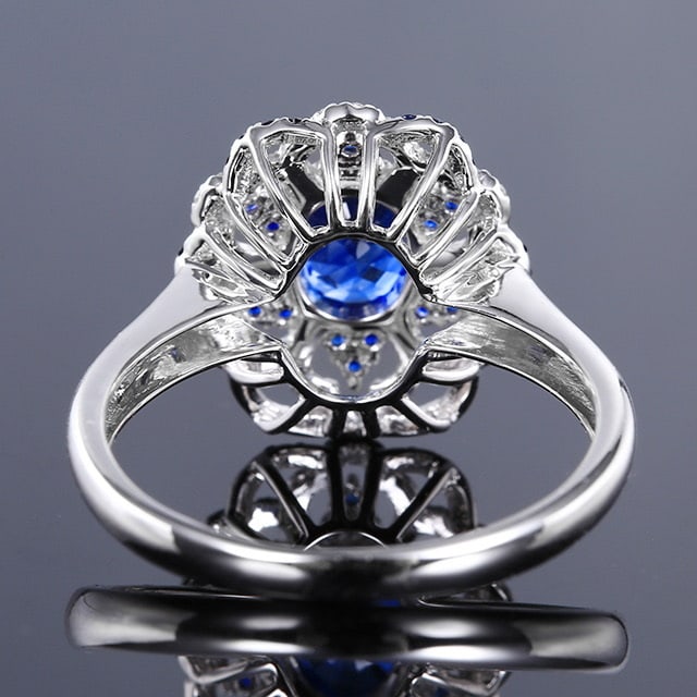 14k Gold 0.92 Ctw Natural Sapphire & Diamond Ring - 4