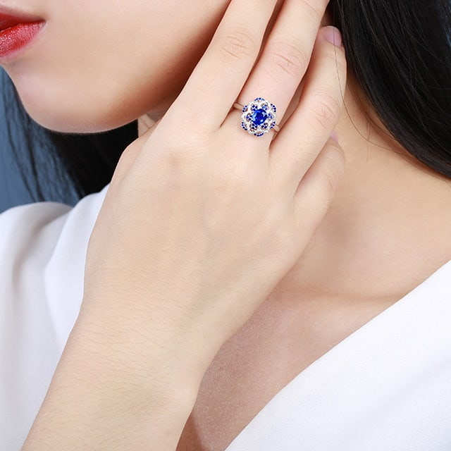 14k Gold 0.92 Ctw Natural Sapphire & Diamond Ring - 5