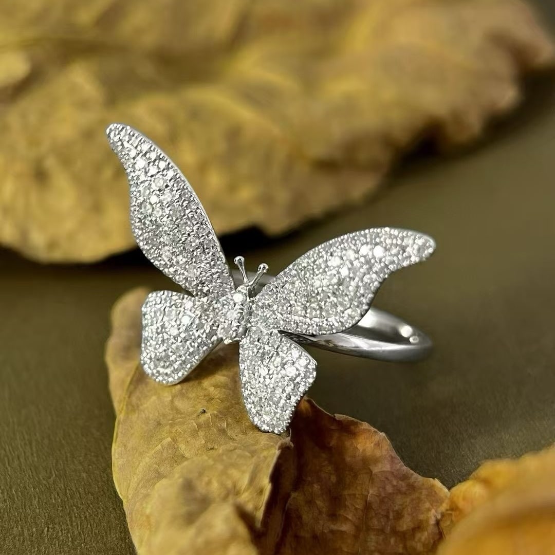 14k Gold 0.58 Ct Natural H Diamond & Butterfly Ring: Ref:230982006 / / gold content:14k gold / / ring size:7. 25us / / / / main gemstone:diamond / / shape:round / / carat weight:0. 58ct / / clarity grade:vs-si / / color:h / / treatment:natural / / cut