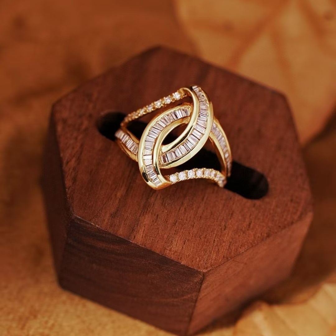 14k Gold 0.9 Ct Natural H Diamond Ring - 4