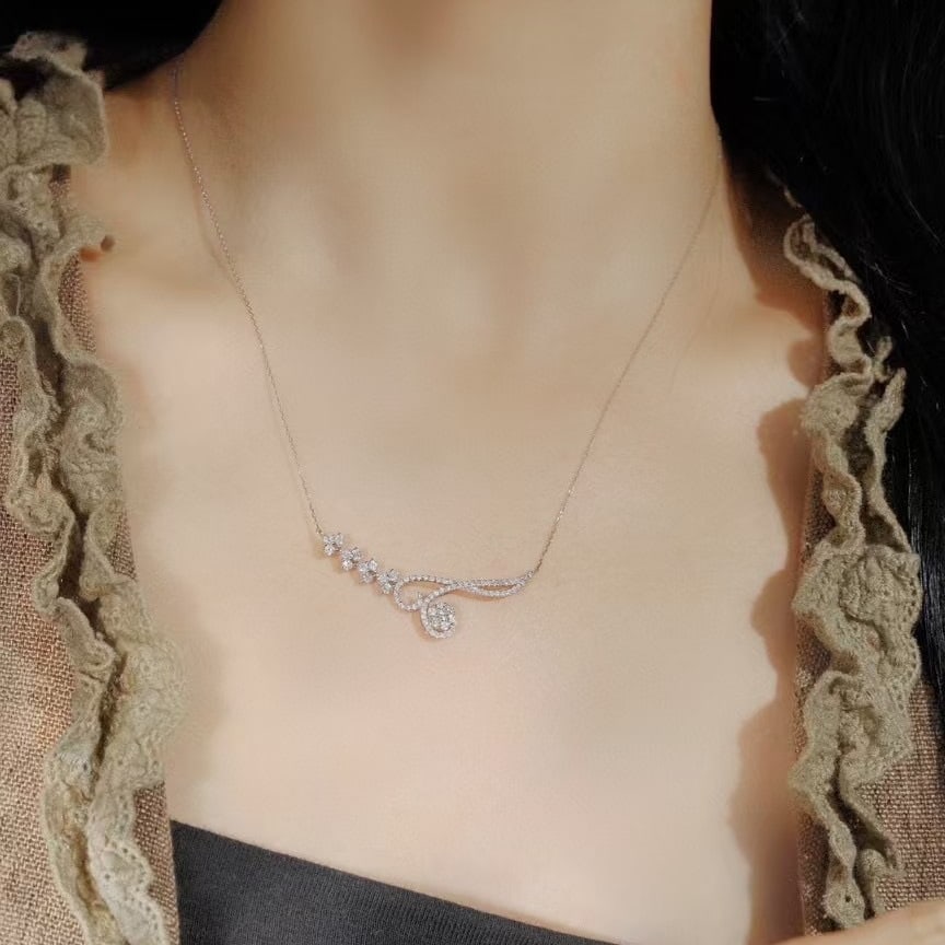 14k Gold 1.2 Ct Natural H Diamond Necklace - 3