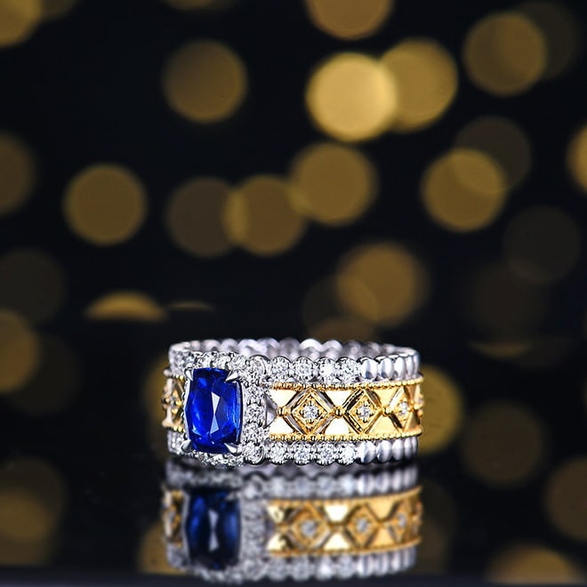 14k Gold 1.56 Ctw Natural Sapphire & Diamond Ring - 2