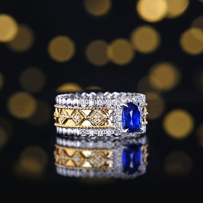 14k Gold 1.56 Ctw Natural Sapphire & Diamond Ring - 3