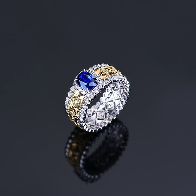14k Gold 1.56 Ctw Natural Sapphire & Diamond Ring - 4