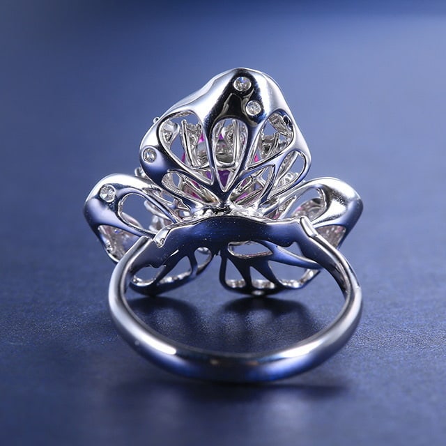 14k Gold 2.51 Ctw Natural Padparadscha Sapphire & Diamond Ring - 3