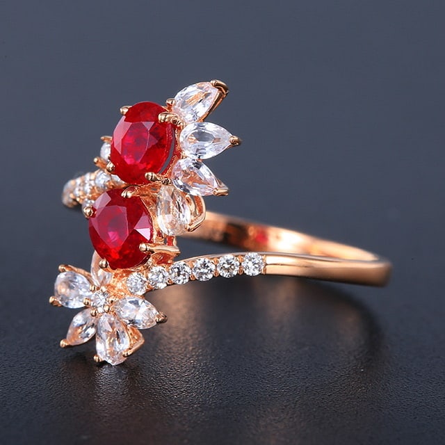 14k Gold 1.07 Ctw Natural Ruby & Diamond Ring - 2