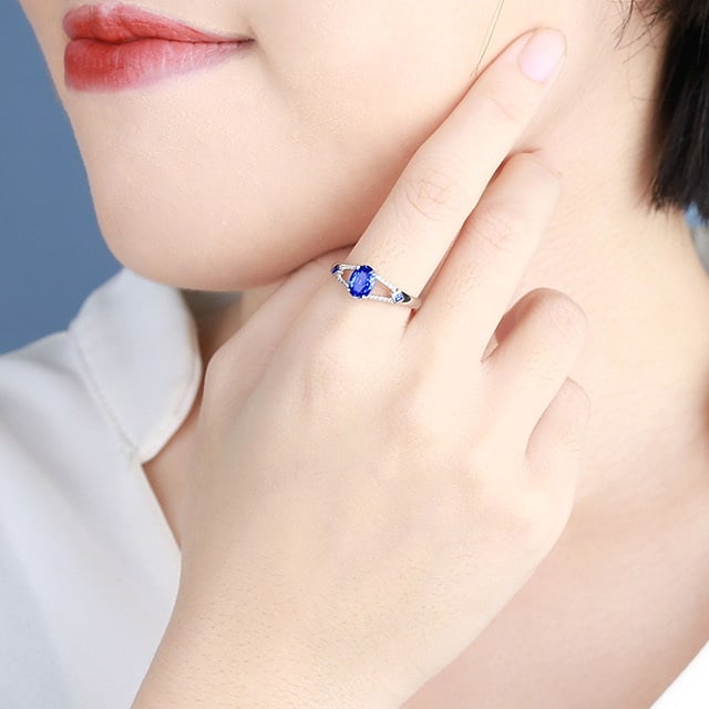 14k Gold 1.21 Ctw Natural Sapphire & Sapphire Ring - 5