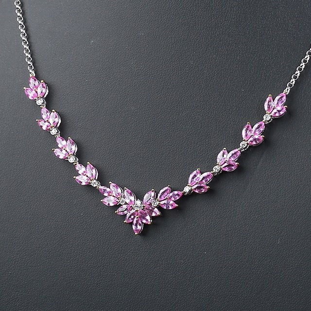 14k Gold 7.35 Ctw Natural Padparadscha Sapphire & Diamond Necklace - 4