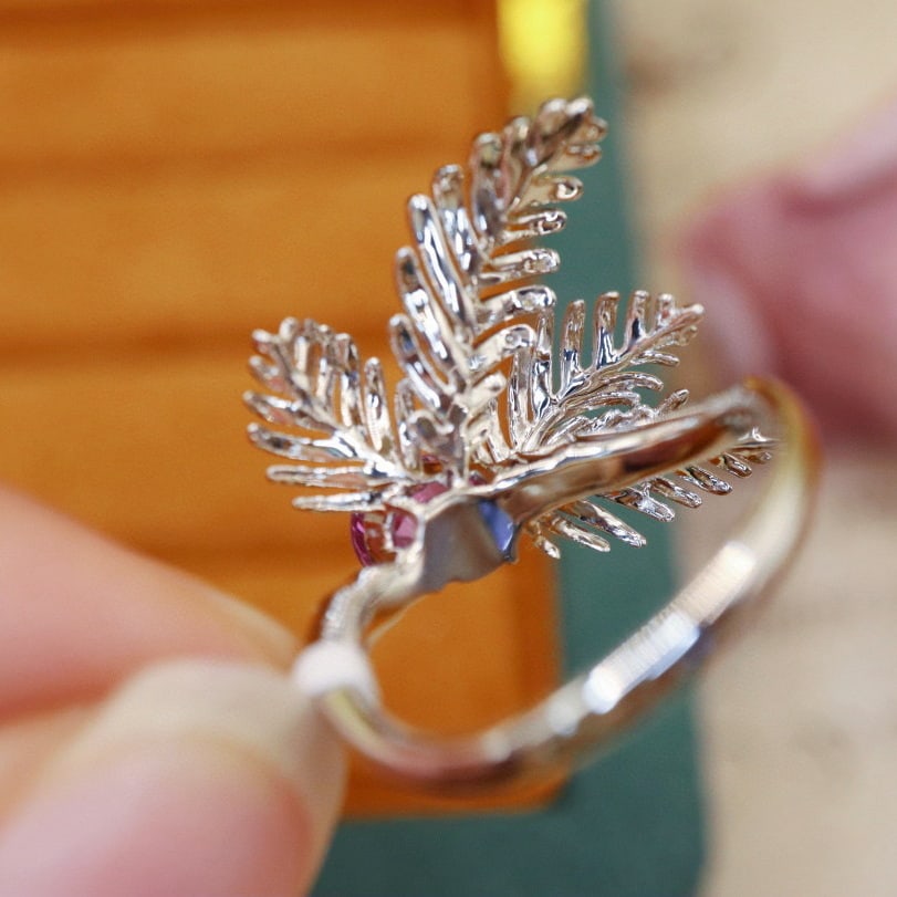 14k Gold 1.71 Ctw Natural Padparadscha Sapphire & Diamond Ring - 4