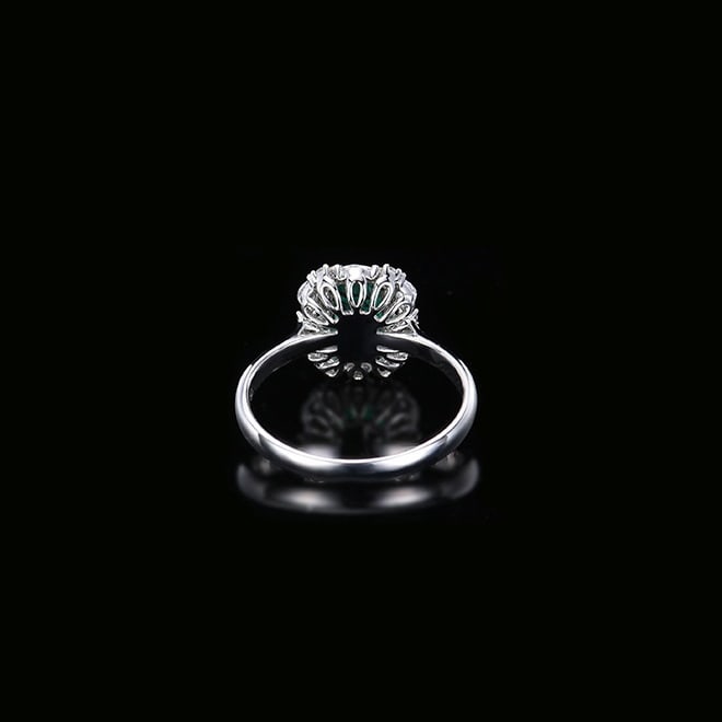 14k Gold 1.08 Ctw Vivid Green Natural Emerald & Diamond Ring - 5