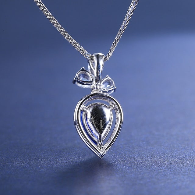 14k Gold 0.98 Ctw Natural Sapphire & Diamond Pendant( Without Chain ) - 3