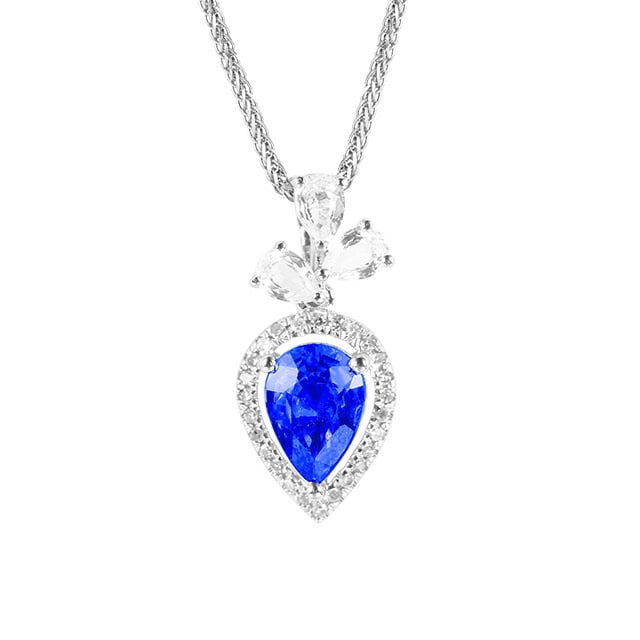 14k Gold 0.98 Ctw Natural Sapphire & Diamond Pendant( Without Chain ) - 4
