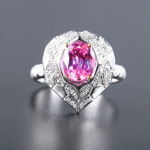14k Gold 2.16 Ctw Natural Sapphire & Diamond Ring/pendant( Without Chain ): Ref:230982043 / / gold content:14k gold / / ring size:7. 25us / / / / main gemstone:sapphire / / shape:oval / / carat weight:1. 86ct / / color:pink / / treatment:natural / / / / adjacent gemstone 2 :