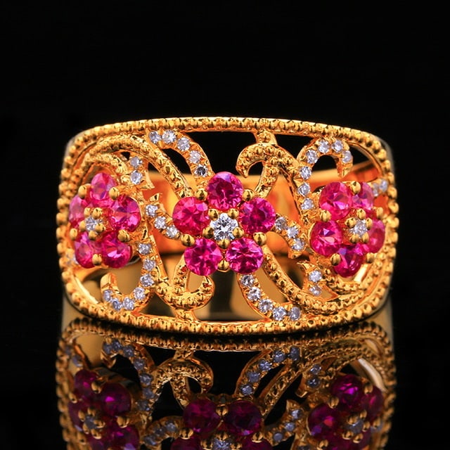 14k Gold 0.91 Ctw Natural Ruby & Diamond Ring: Ref:230982048 / / gold content:14k gold / / ring size:7. 25us / / / / main gemstone:ruby / / shape:round / / carat weight:0. 75ct / / color:red / / treatment:natural / / cut grade:g / / / / adjacent