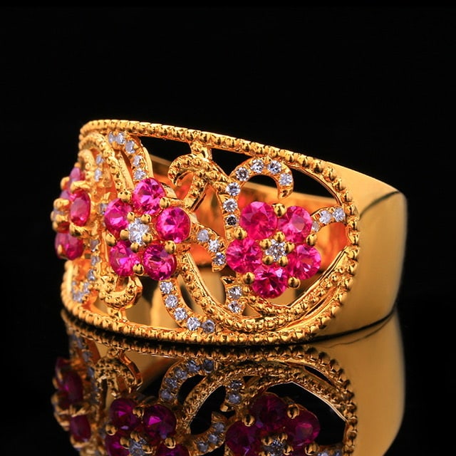 14k Gold 0.91 Ctw Natural Ruby & Diamond Ring - 2