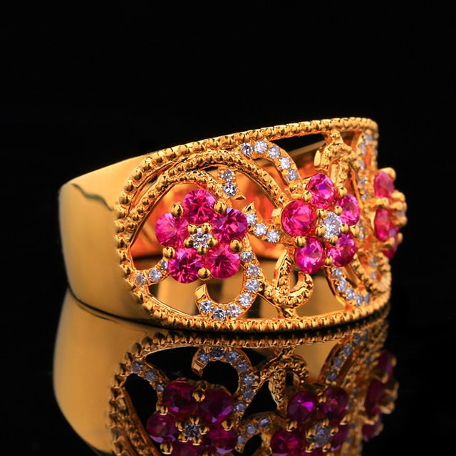 14k Gold 0.91 Ctw Natural Ruby & Diamond Ring - 3