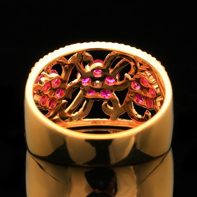 14k Gold 0.91 Ctw Natural Ruby & Diamond Ring - 4