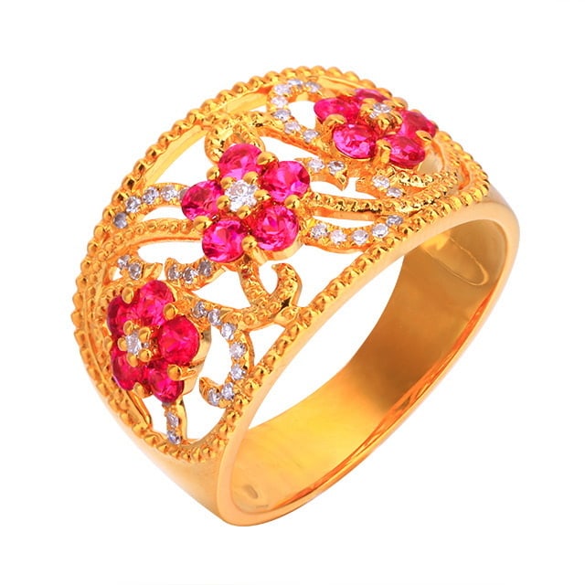 14k Gold 0.91 Ctw Natural Ruby & Diamond Ring - 5