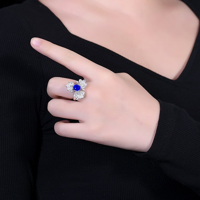 14k Gold 3.00 Ctw Natural Sapphire & Diamond Ring/pendant( Without Chain ) - 6