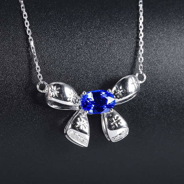 14k Gold 0.91 Ctw Natural Sapphire & Diamond Necklace - 3