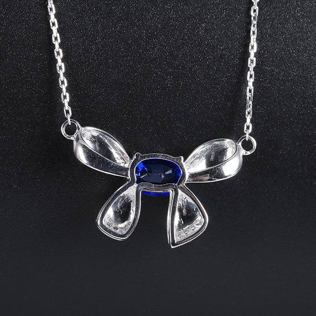 14k Gold 0.91 Ctw Natural Sapphire & Diamond Necklace - 4