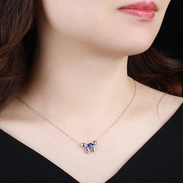 14k Gold 0.91 Ctw Natural Sapphire & Diamond Necklace - 6