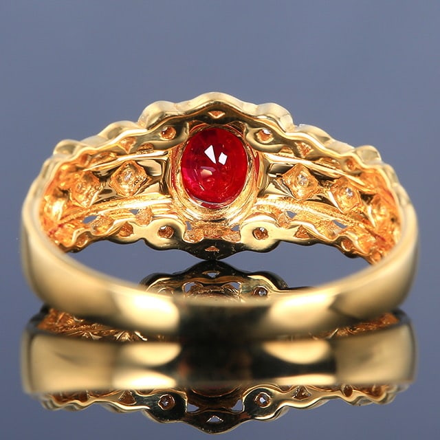 14k Gold 0.46 Ctw Natural Ruby & Diamond Ring - 4