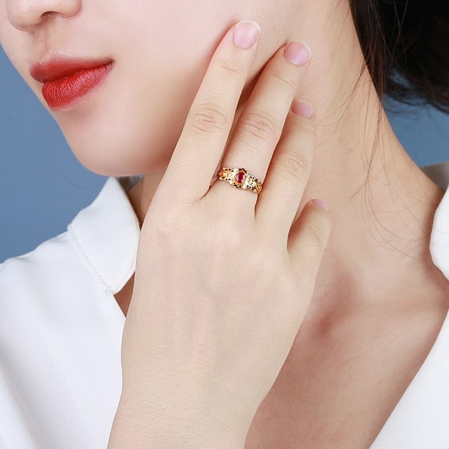 14k Gold 0.46 Ctw Natural Ruby & Diamond Ring - 5
