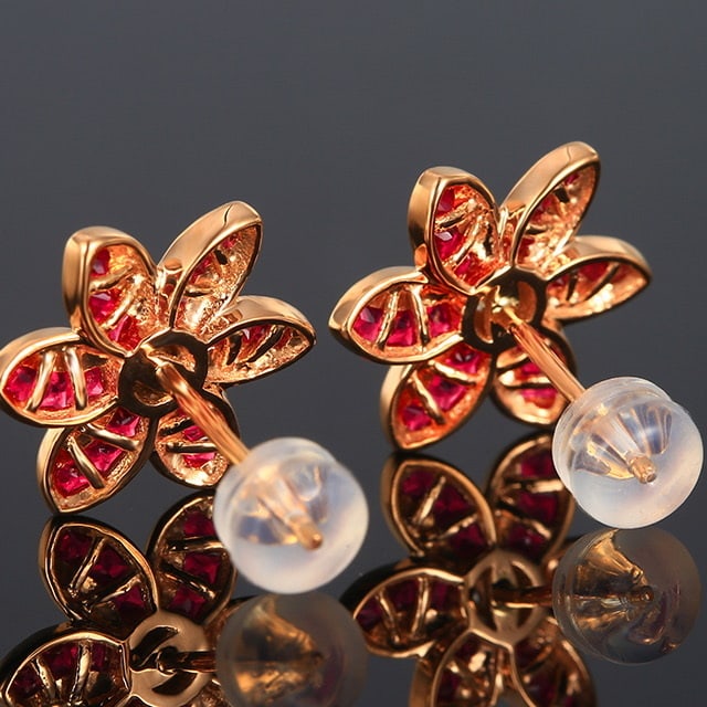 14k Gold 1.04 Ctw Natural Ruby & Diamond Earrings - 3