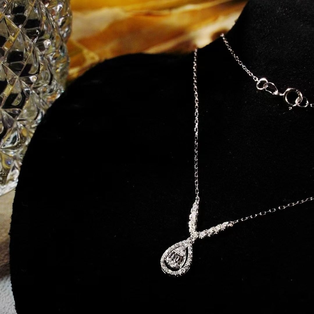 14k Gold 0.42 Ct Natural H Diamond Necklace - 3