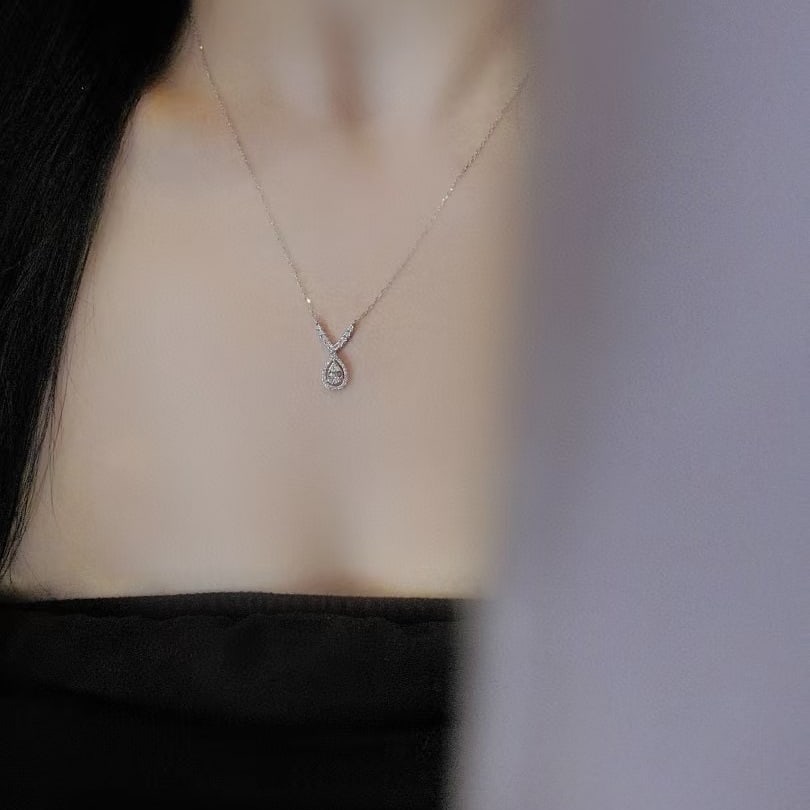 14k Gold 0.42 Ct Natural H Diamond Necklace - 5