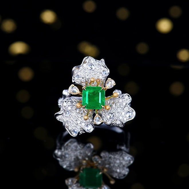 14k Gold 1.94 Ctw Vivid Green Natural Emerald & Diamond Ring/pendant( Without Chain ) - 2