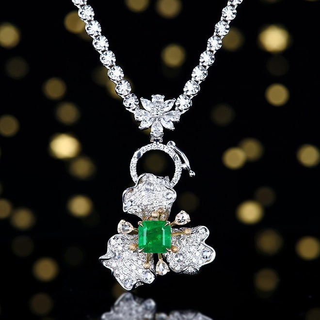 14k Gold 1.94 Ctw Vivid Green Natural Emerald & Diamond Ring/pendant( Without Chain ) - 3