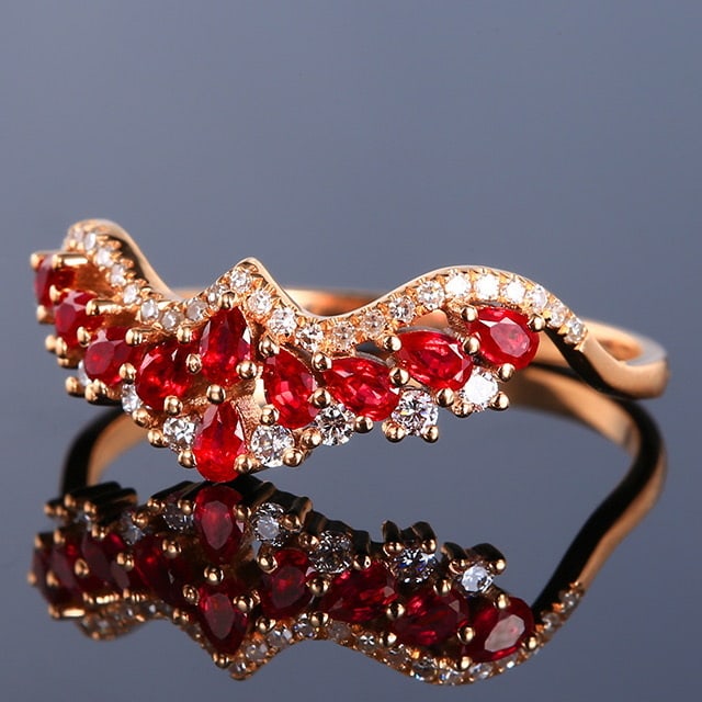 14k Gold 0.54 Ctw Vivid Red Natural Ruby & Diamond Ring - 4
