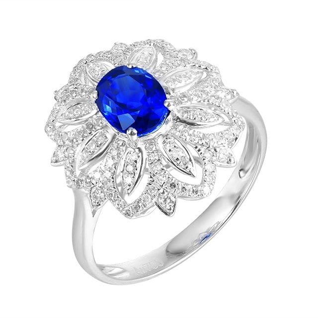 14k Gold 1.61 Ctw Natural Sapphire & Diamond Ring - 3