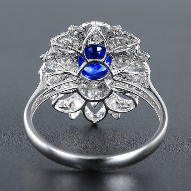 14k Gold 1.61 Ctw Natural Sapphire & Diamond Ring - 4