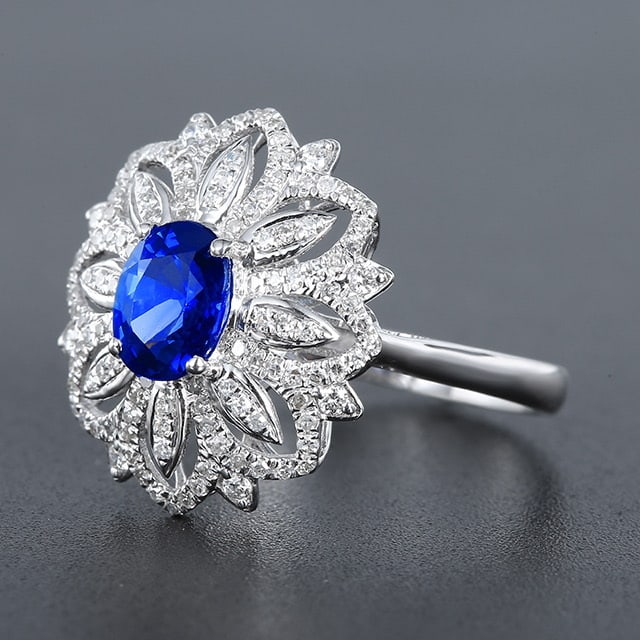 14k Gold 1.61 Ctw Natural Sapphire & Diamond Ring - 5