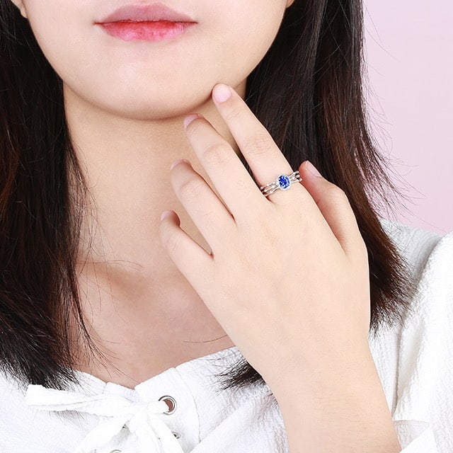14k Gold 1.23 Ctw Natural Sapphire & Diamond Ring - 2