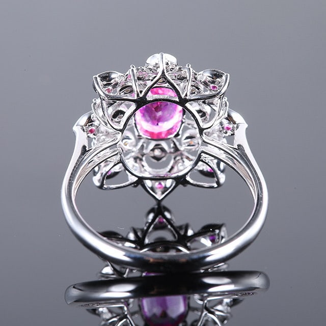 14k Gold 1.11 Ctw Natural Padparadscha Sapphire & Sapphire Ring - 4